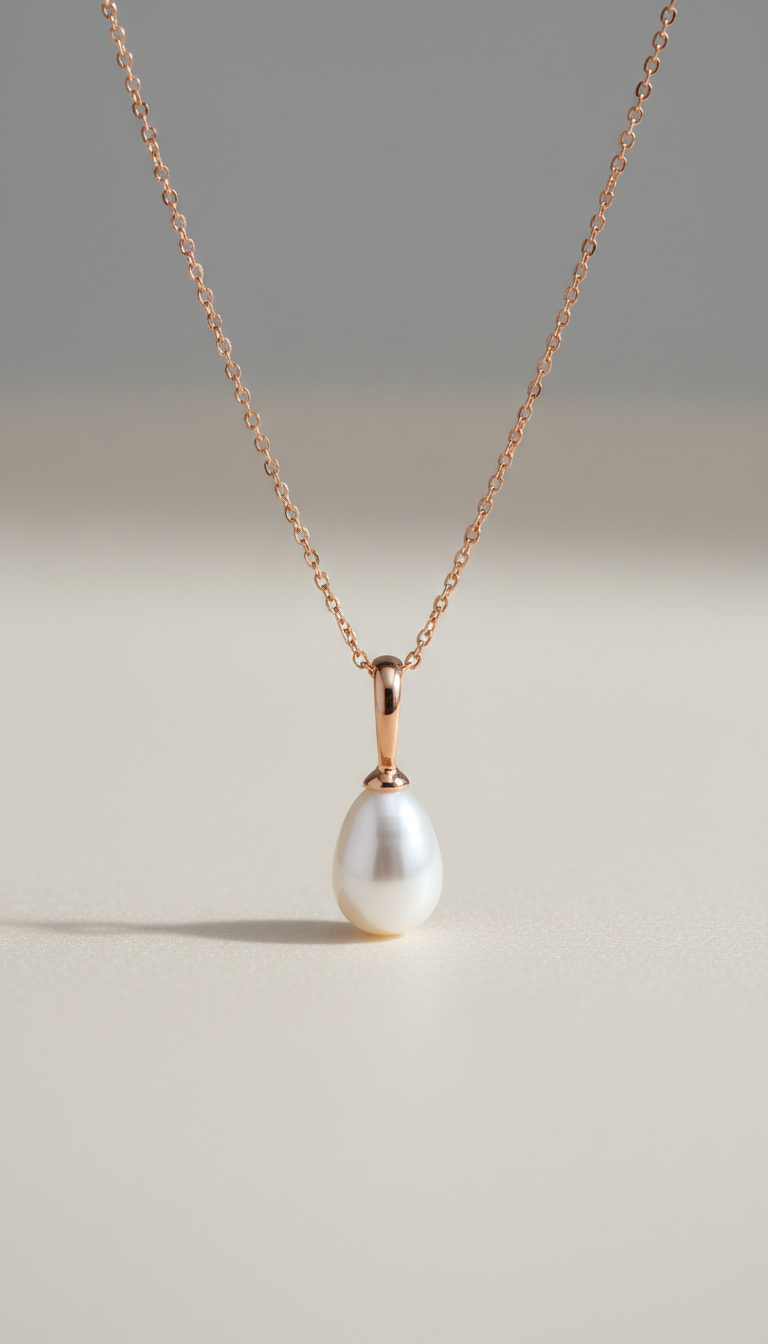 Anhänger-Kette mit Perle im Tropfendesign